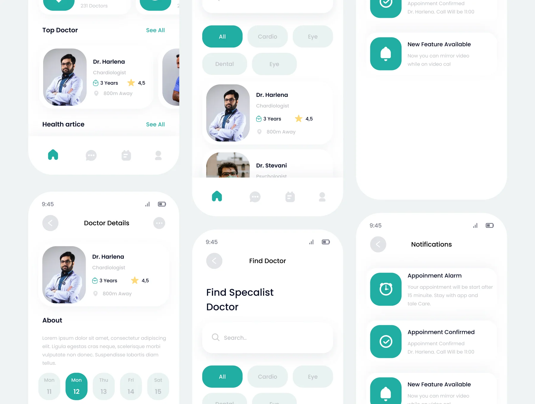 Doctox doctor appoinment  mobile app ui kits template 5