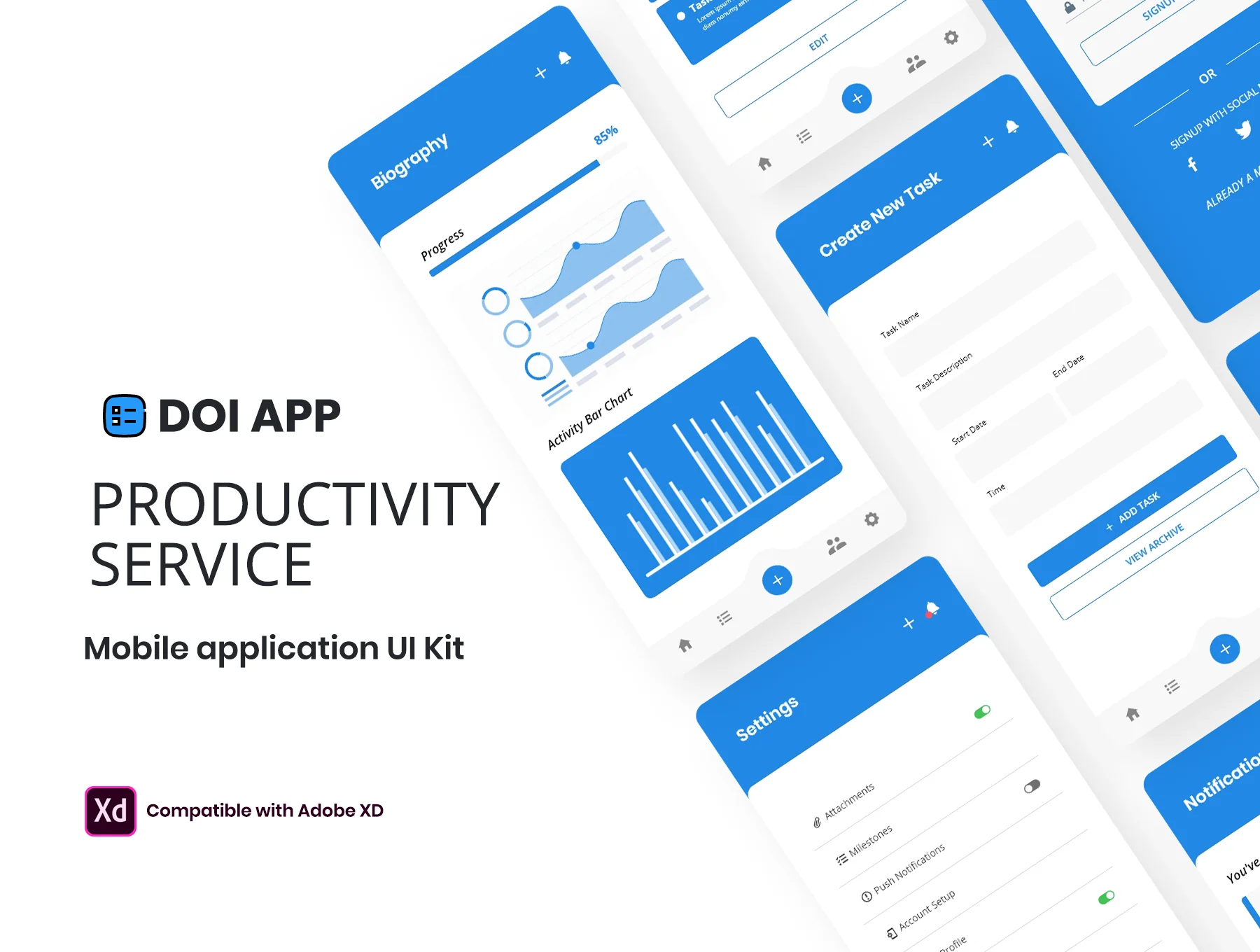DOI Productivity Mobile Application - UI Kit