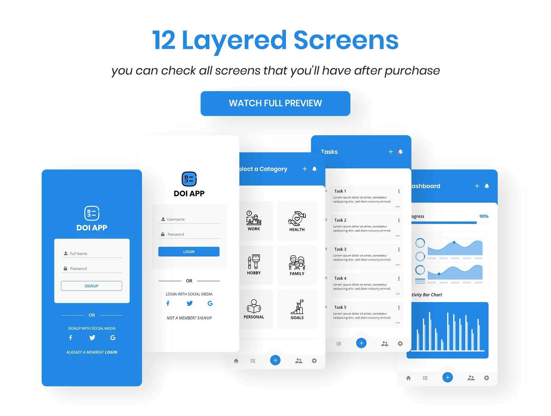 DOI Productivity Mobile Application - UI Kit 2