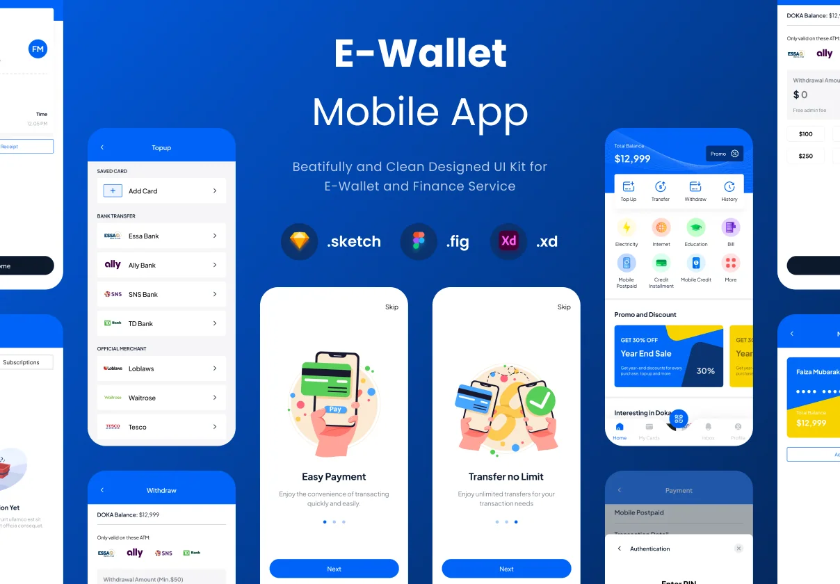 Doka - E-Wallet Mobile App UI Kit