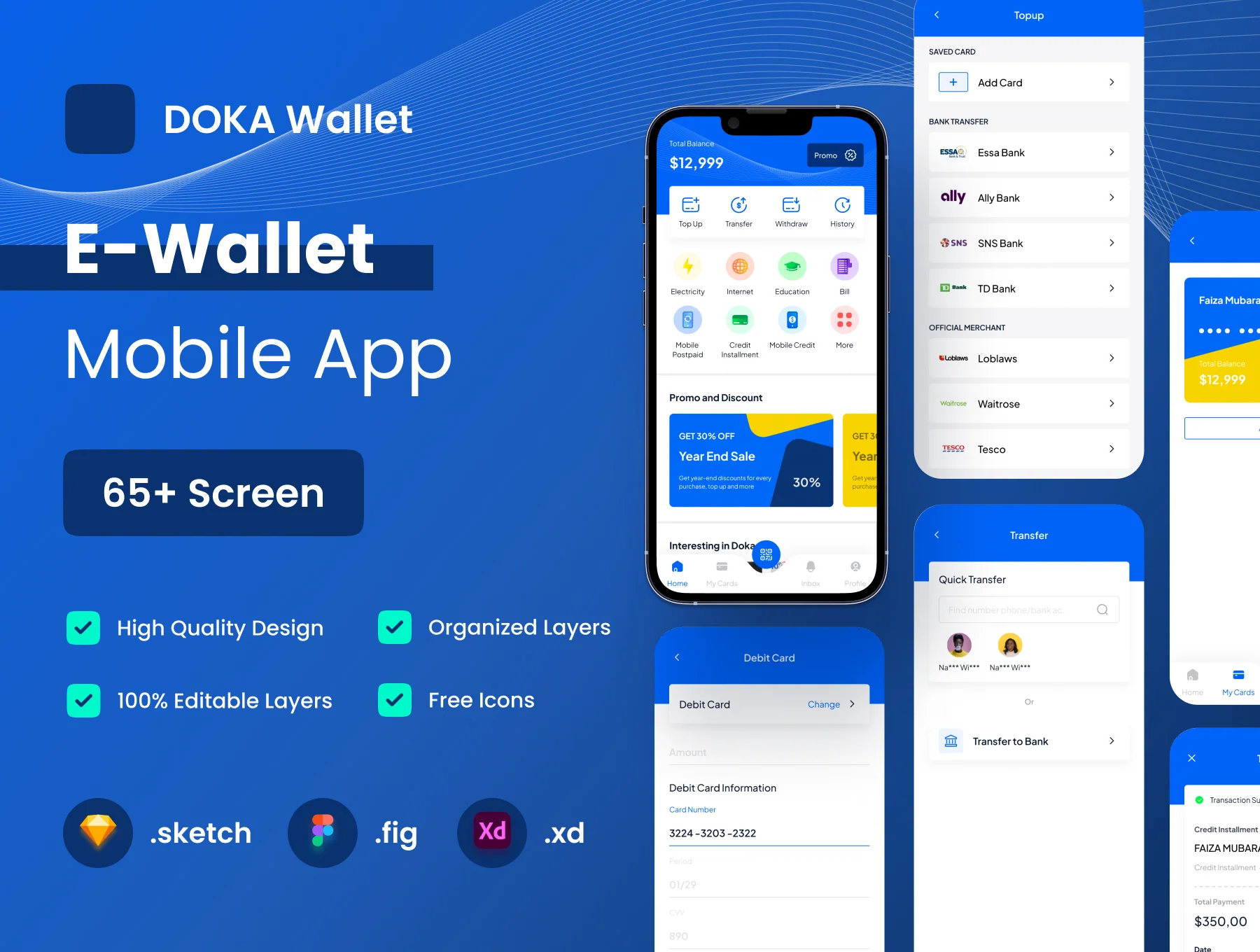 Doka - E-Wallet Mobile App UI Kit