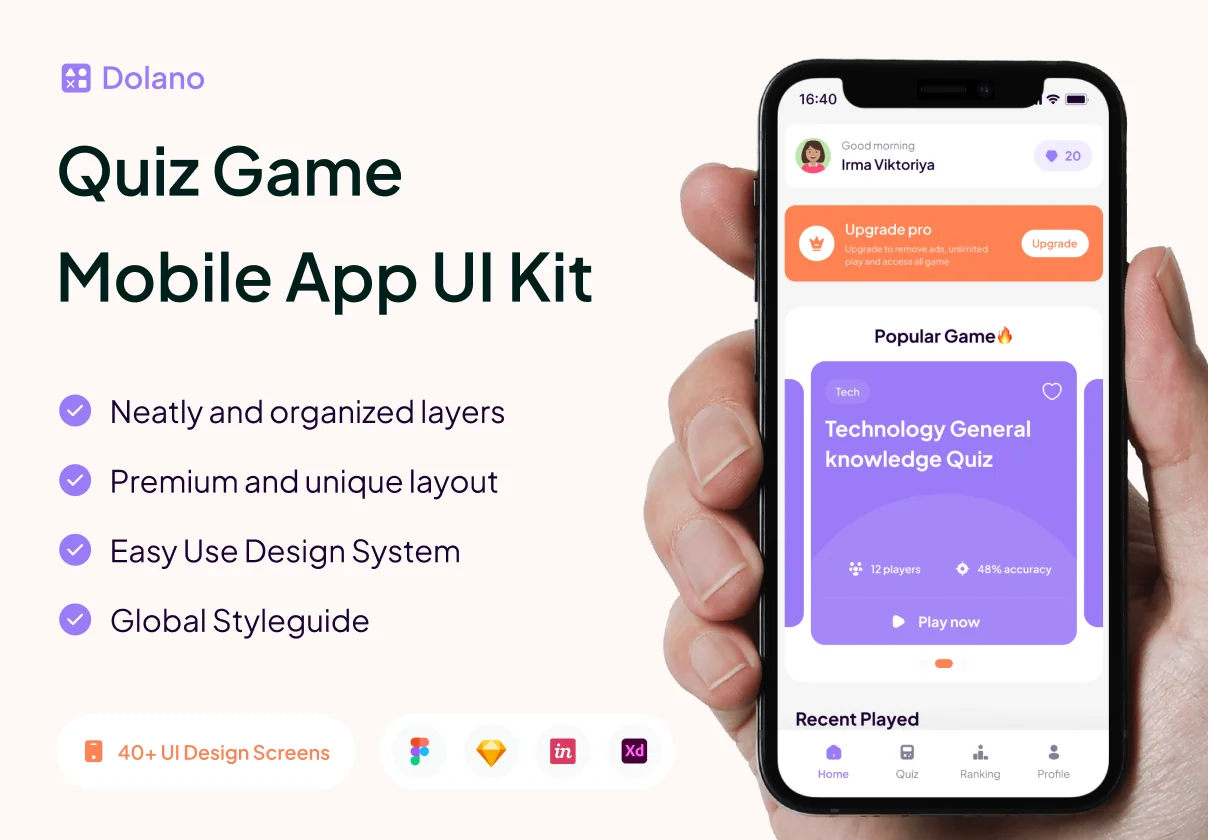 Dolano - Quiz Apps UI KIT