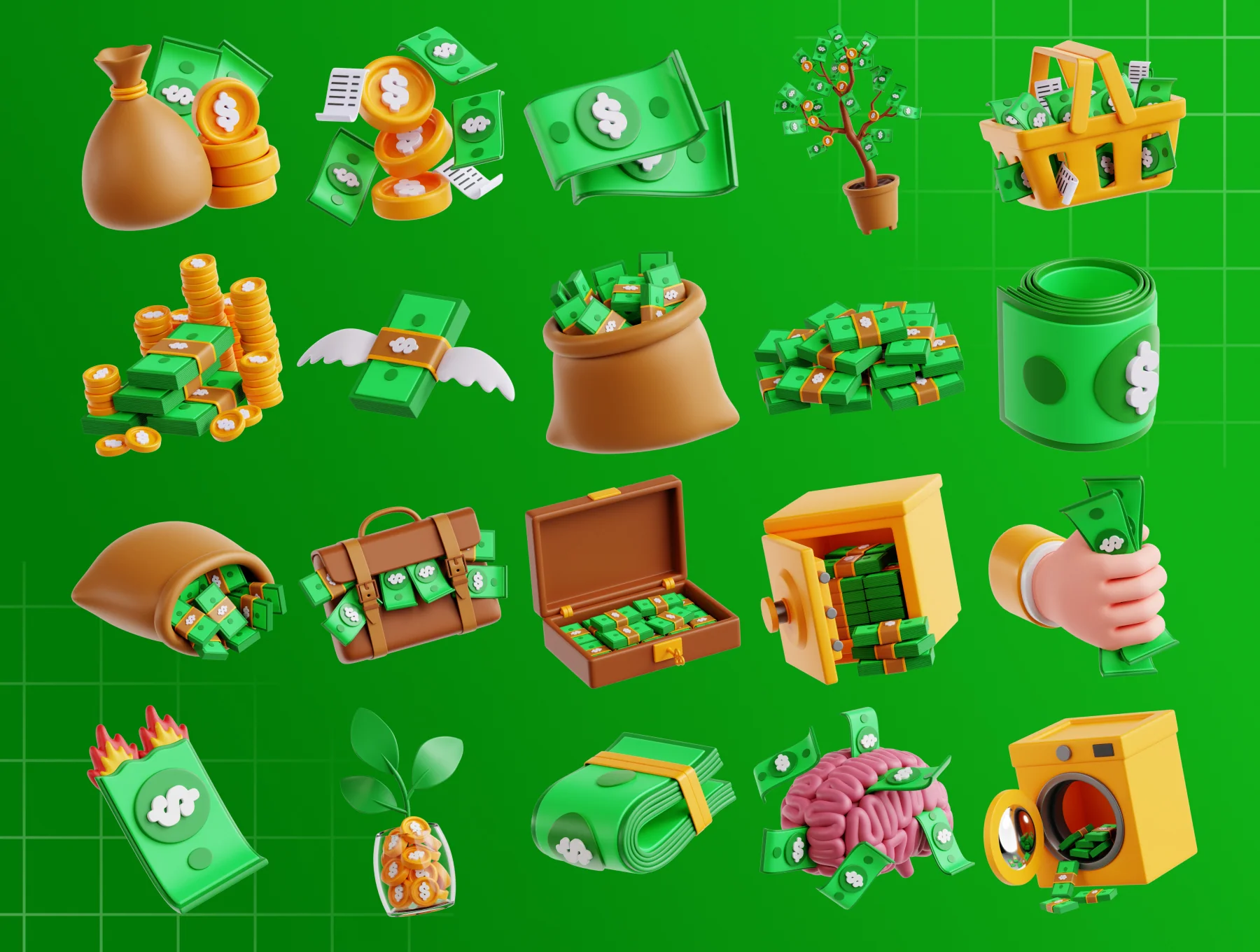 Dollar Money 3D Icon Set 5