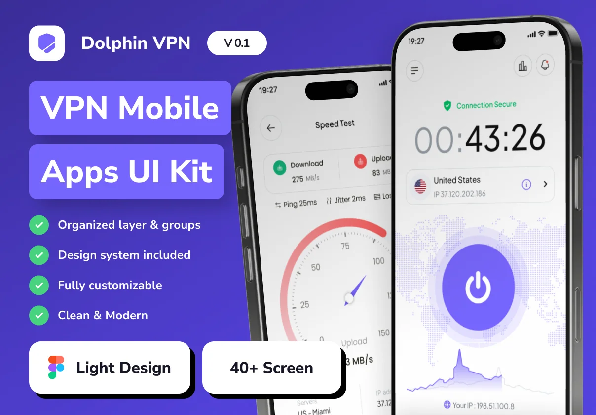 Dolphin VPN  - VPN Mobile Mobile App UI Kits