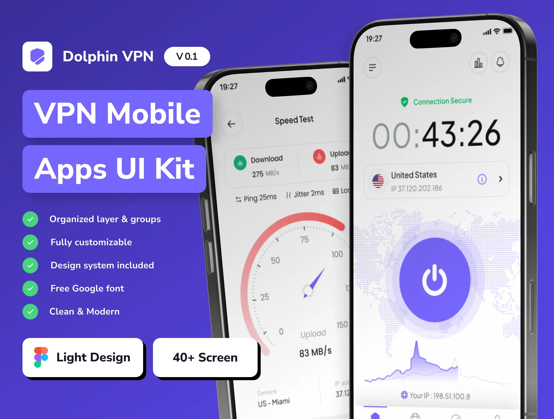 Dolphin VPN - VPN Mobile Mobile App UI Kits