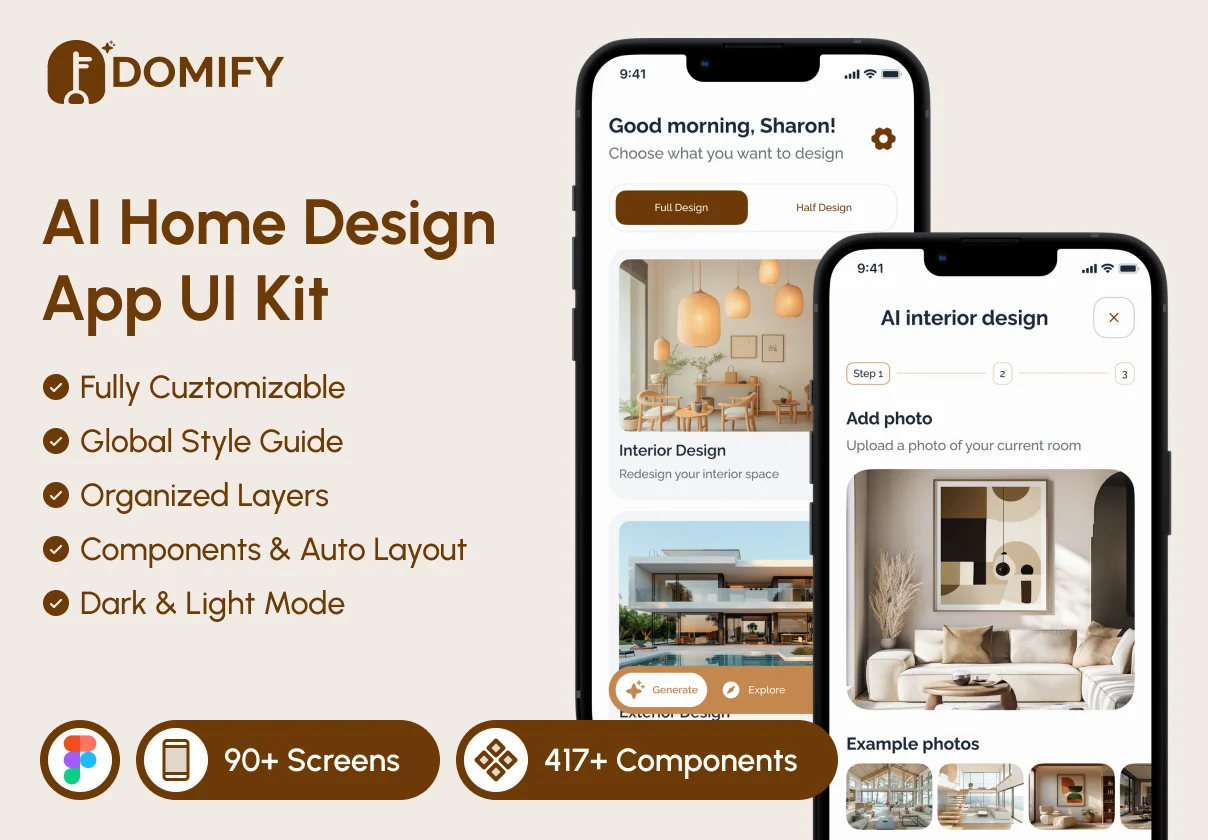 Domify - AI Home design App UI Kit