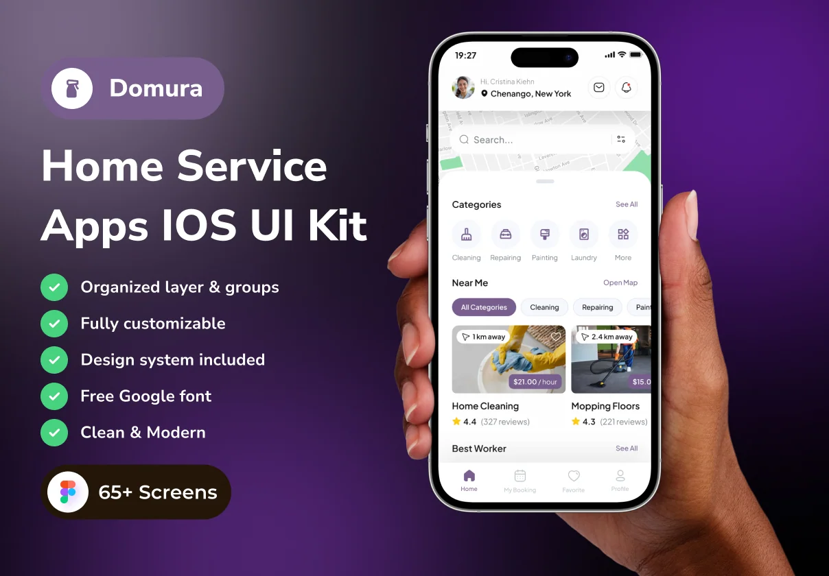 Domura - Home Service App IOS UI Kits