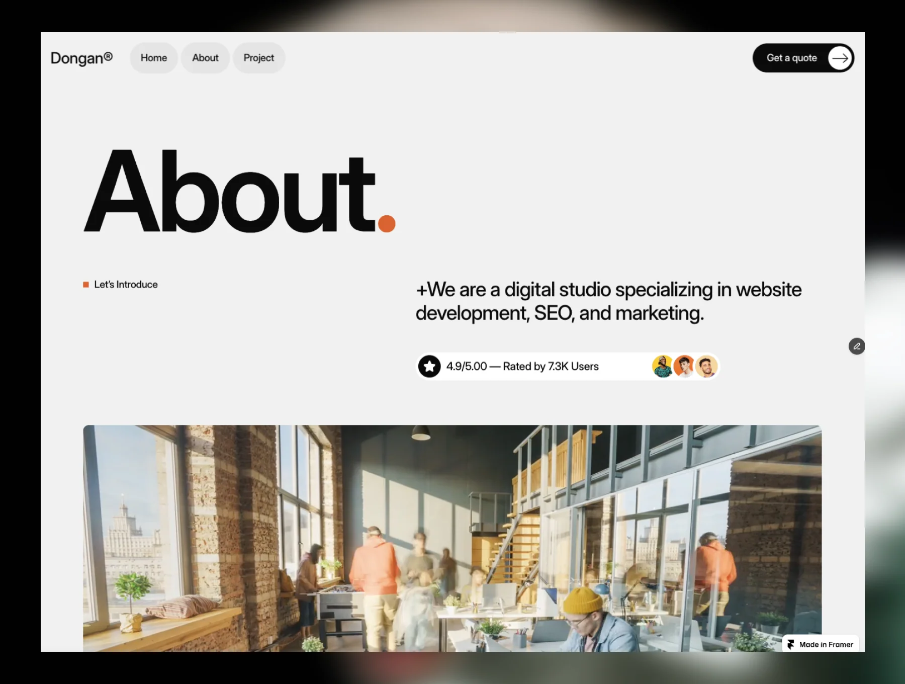 Dongan – Studio Agency Framer Template 3