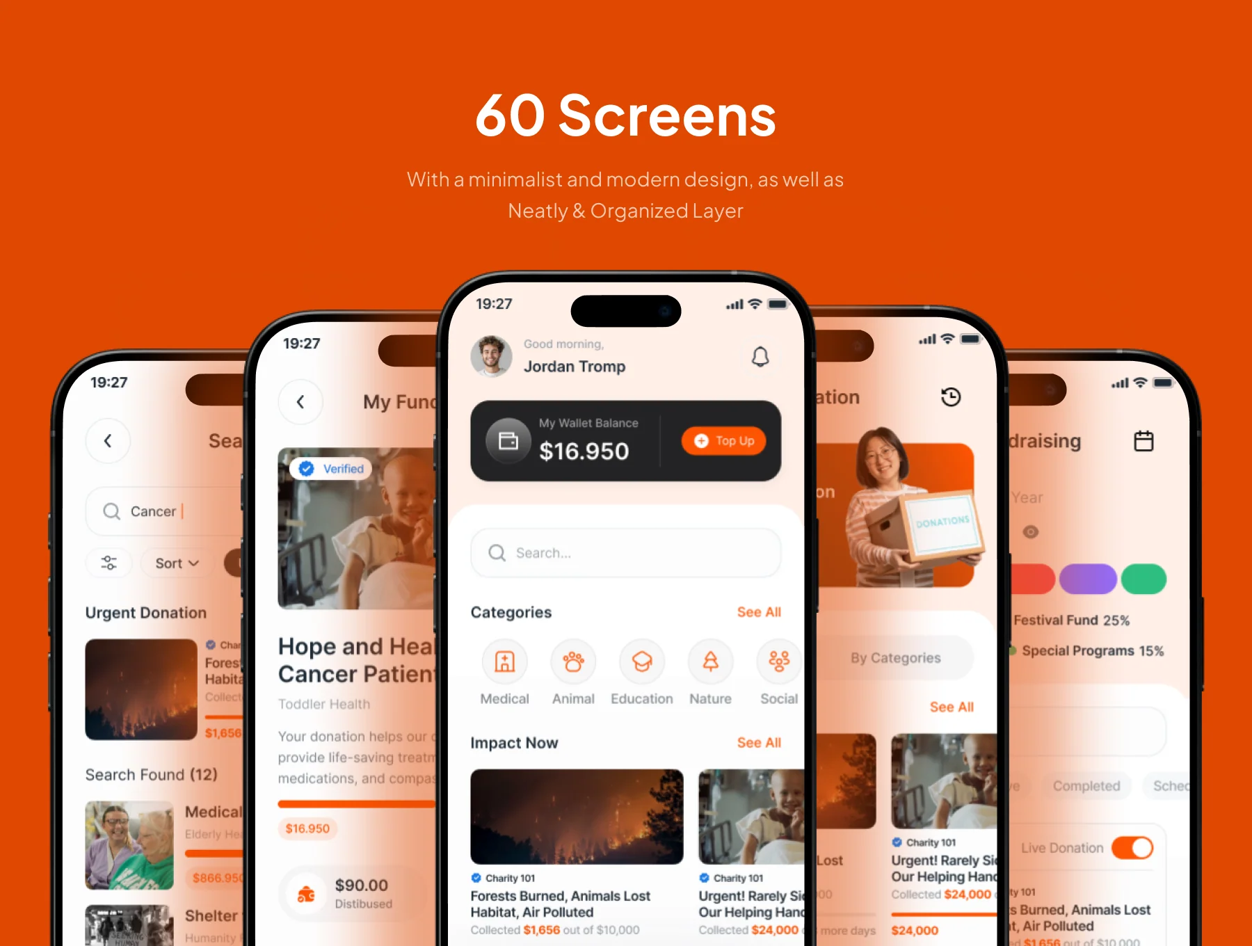 Donora - Fundraising Mobile App UI Kit 3