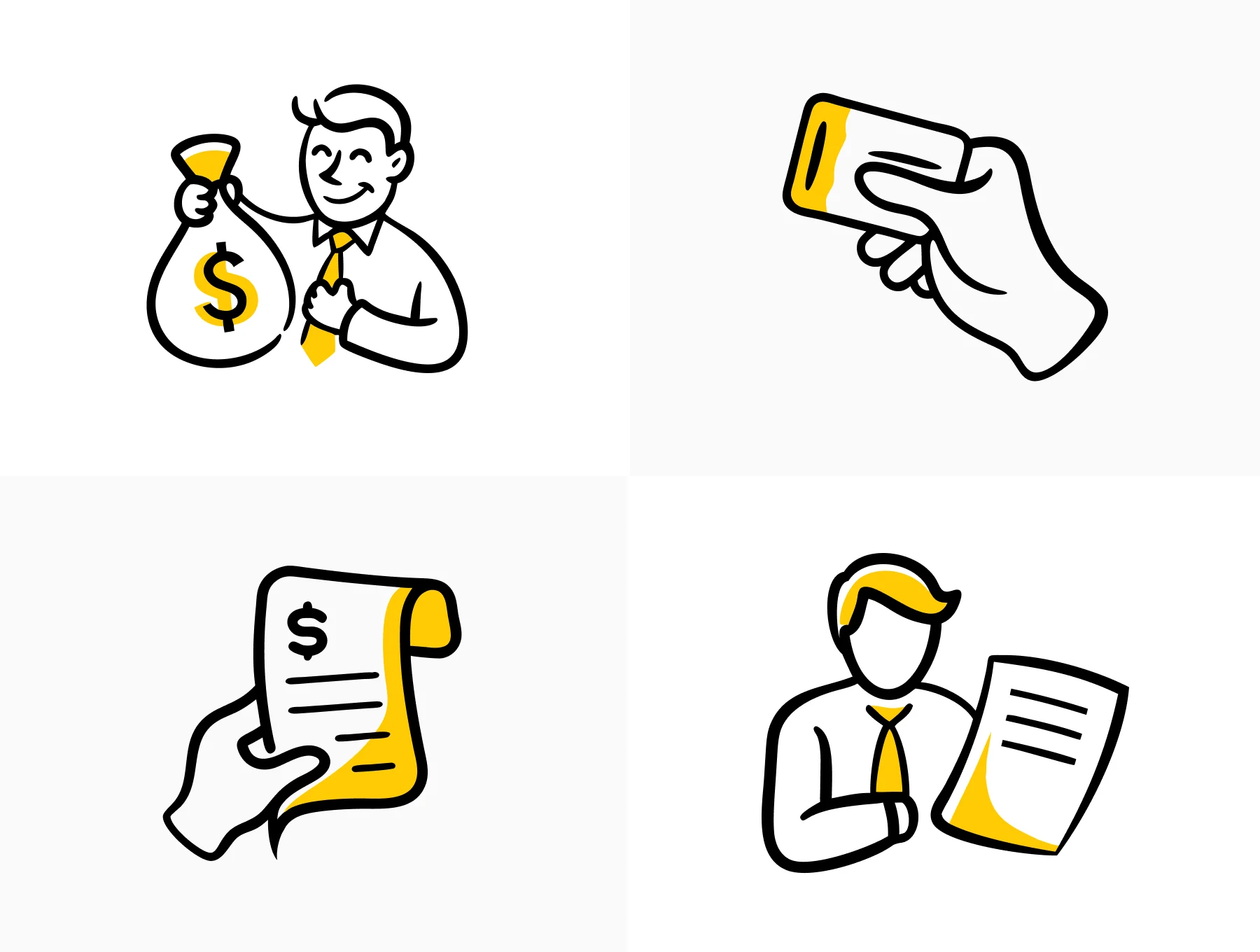 Doodle Banking Scenes - Yellow – Yellow Accent Doodles 2