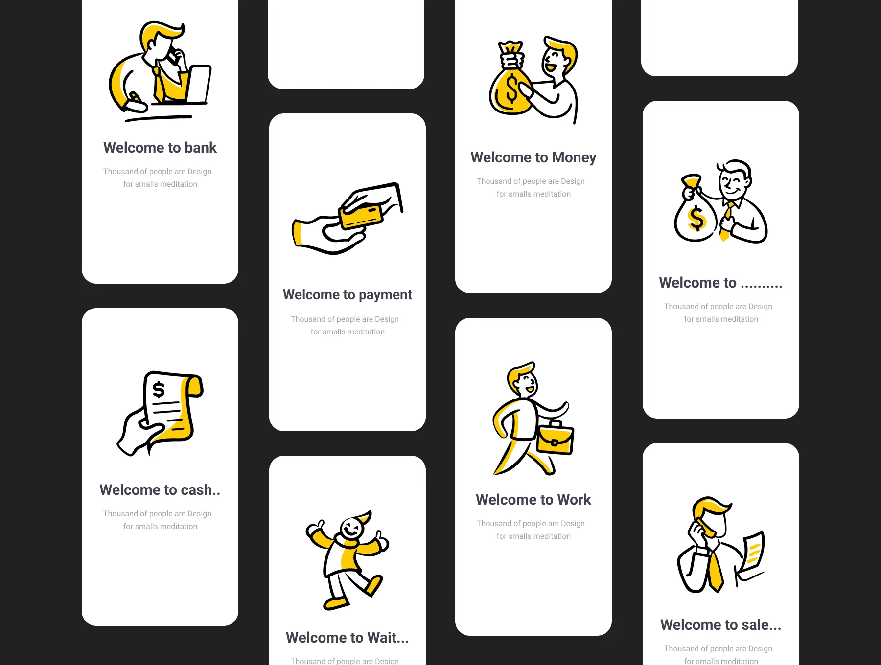 Doodle Banking Scenes - Yellow – Yellow Accent Doodles 4