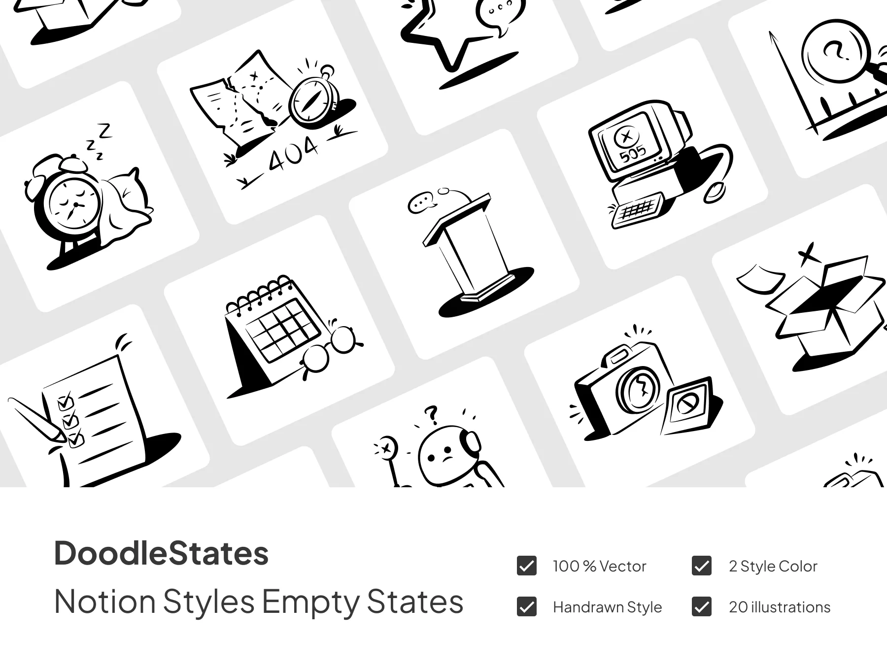 Doodle States - Notion Styles Empty States Illustrations