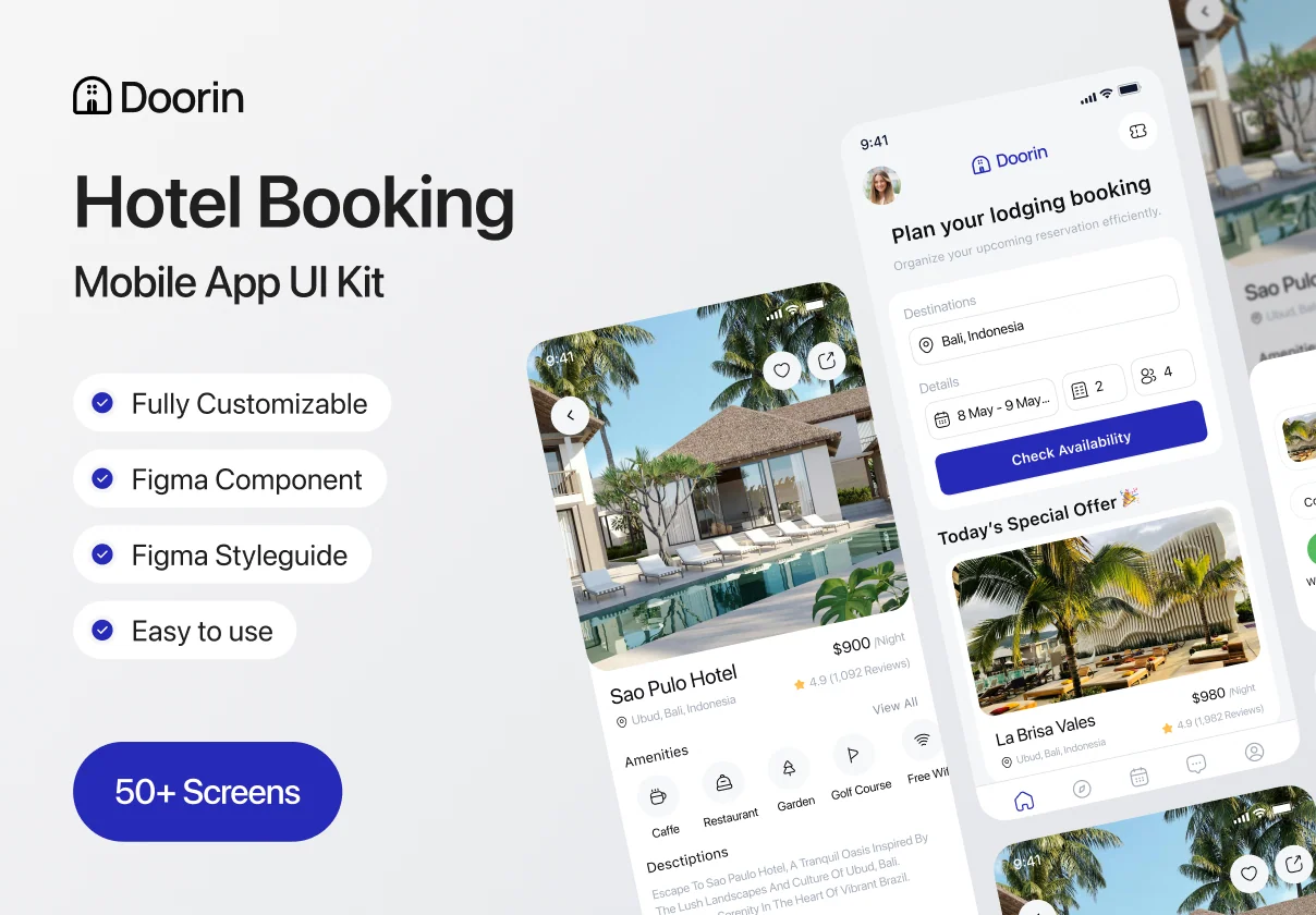 Doorin - Hotel Booking Mobile App UI Kit