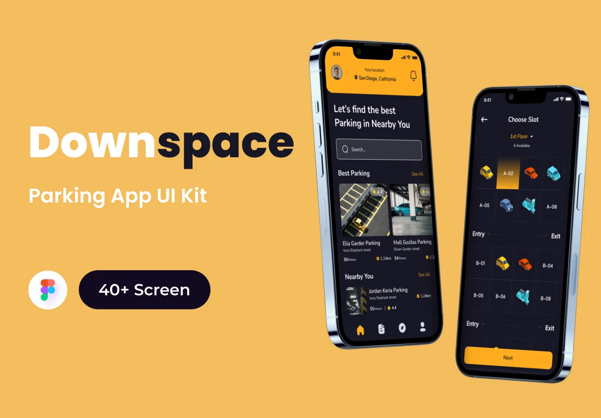 Downspace - Parking App UI Kits