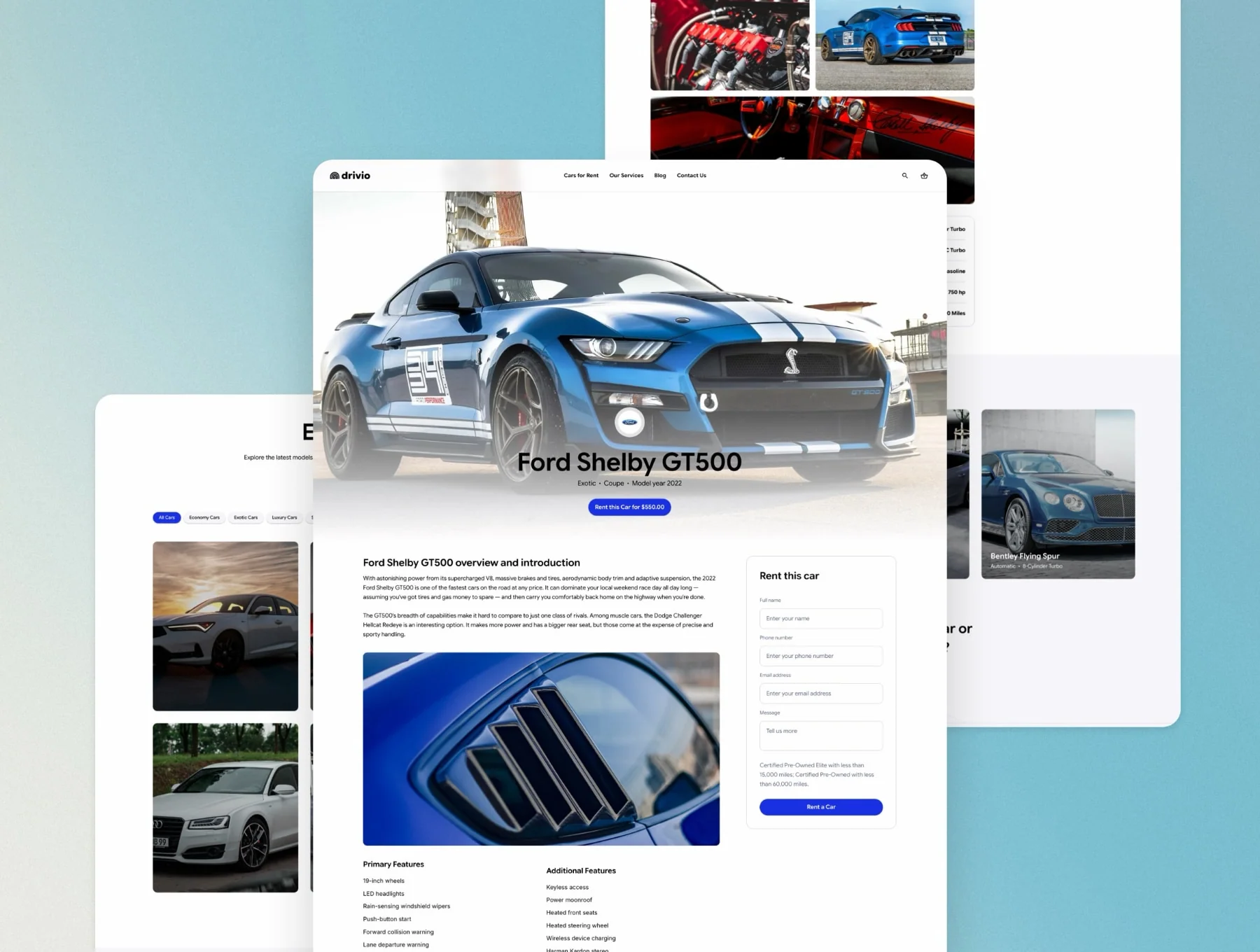 Drivio - car rental template for Framer 2