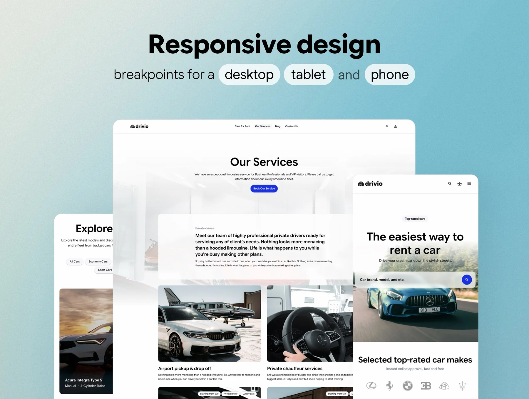 Drivio - car rental template for Framer 4