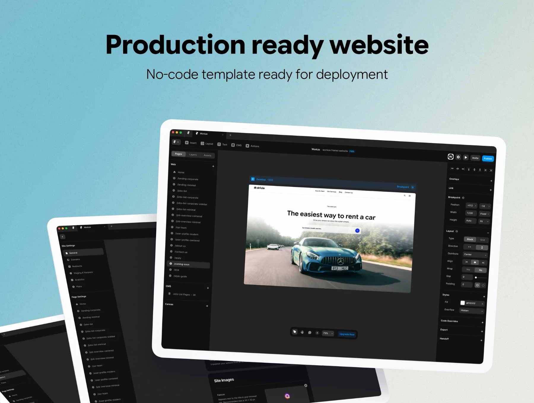 Drivio - car rental template for Framer 5