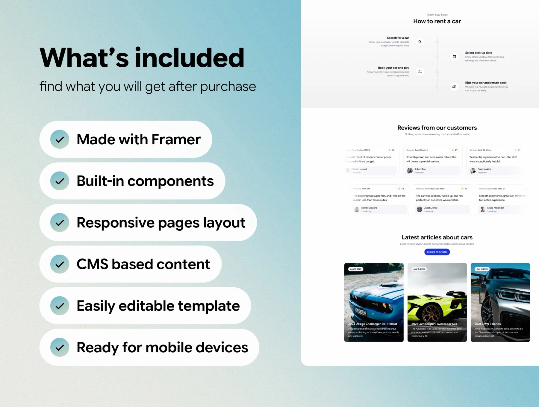 Drivio - car rental template for Framer 6