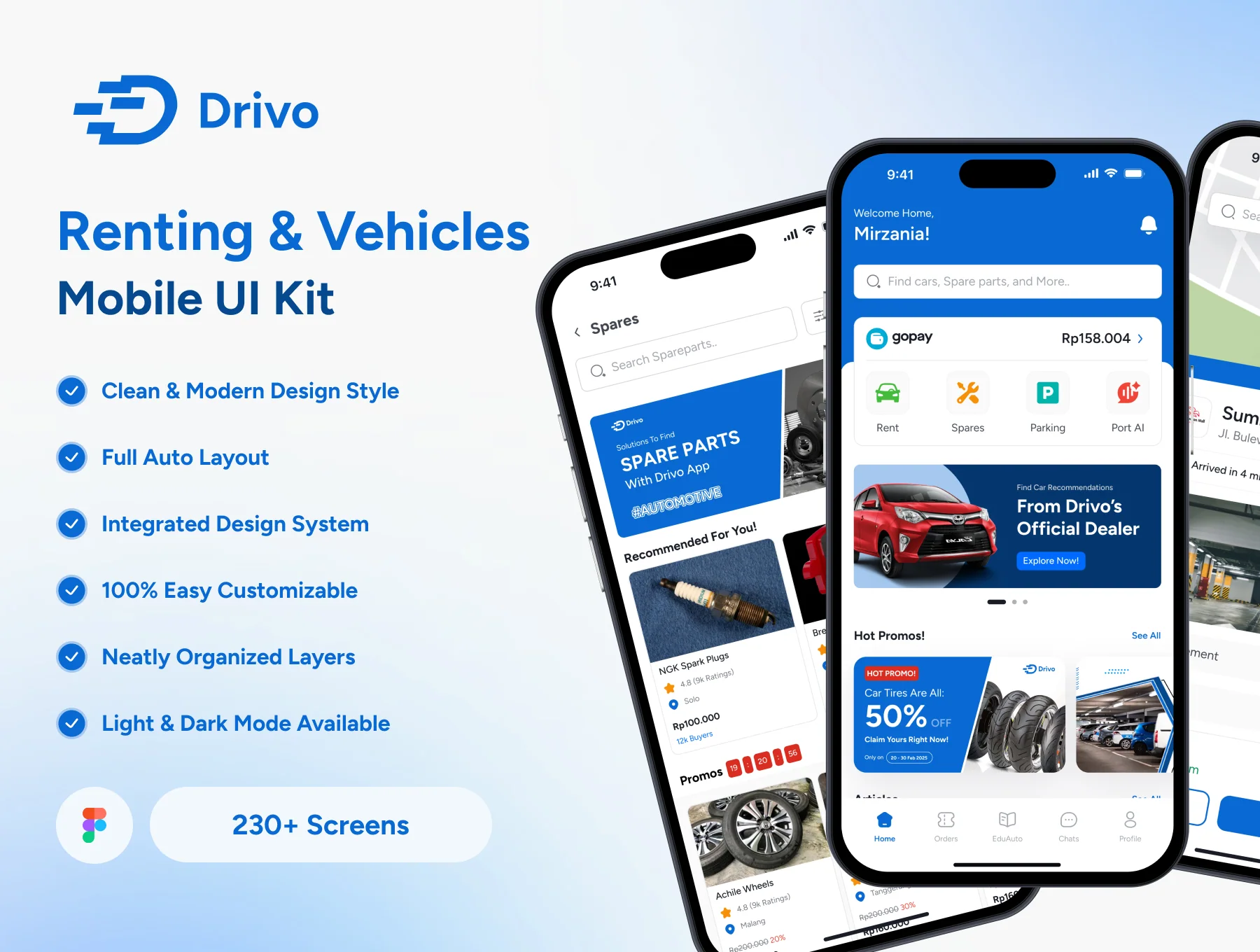 Drivo - Rental & Vehicles App UI Kit