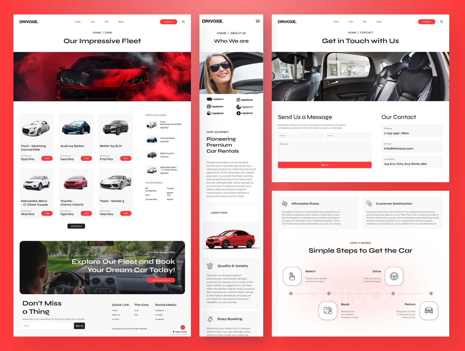 Drivoxe - Car Rental Website Framer Template 2