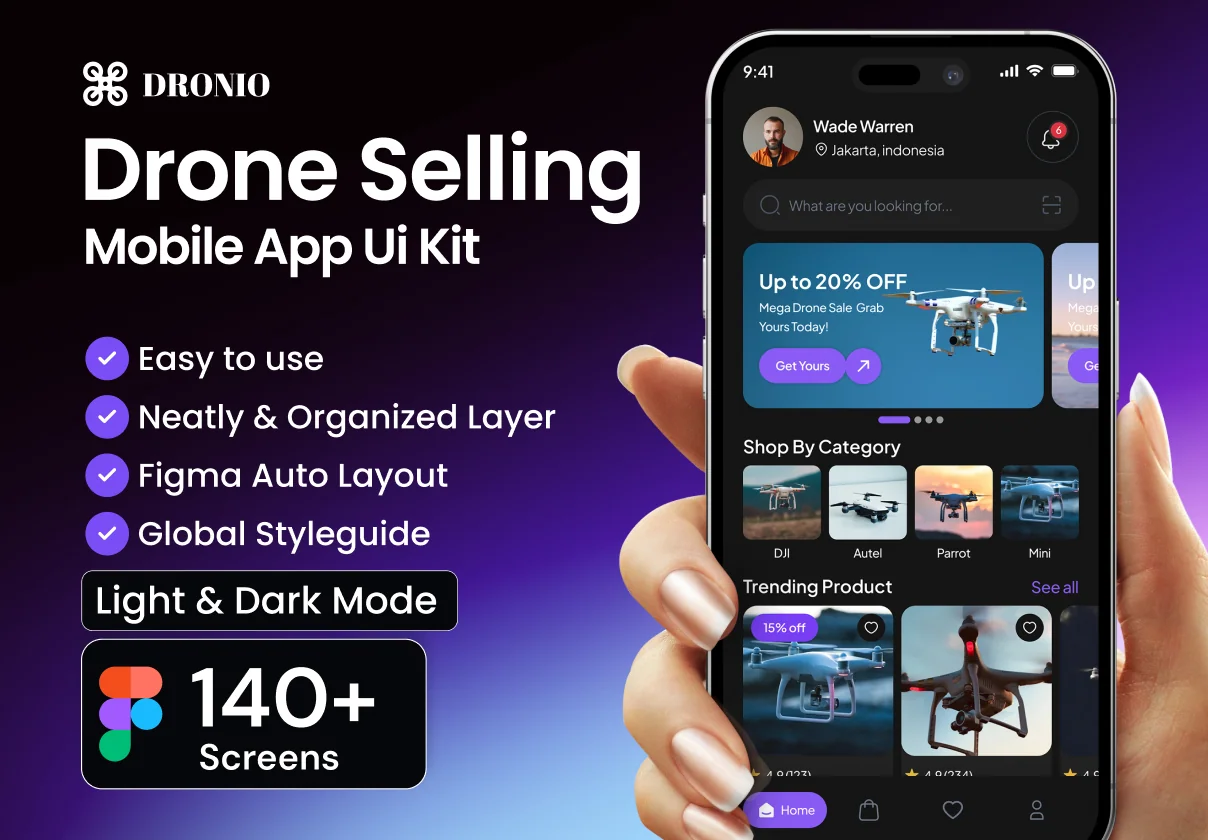 Dronio Drone Selling E-Commerce App UI Kit