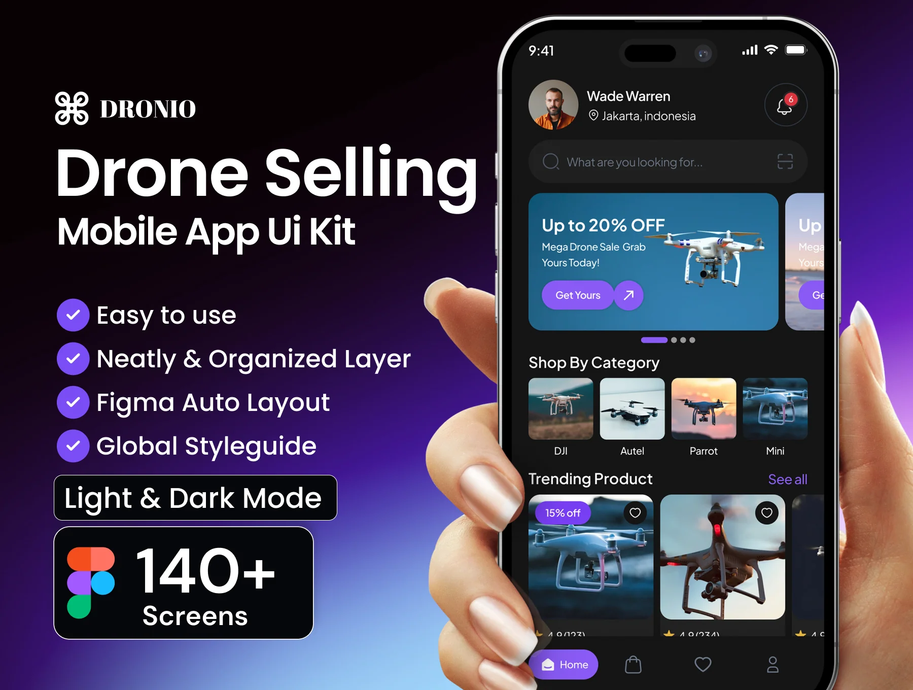 Dronio Drone Selling E-Commerce App UI Kit