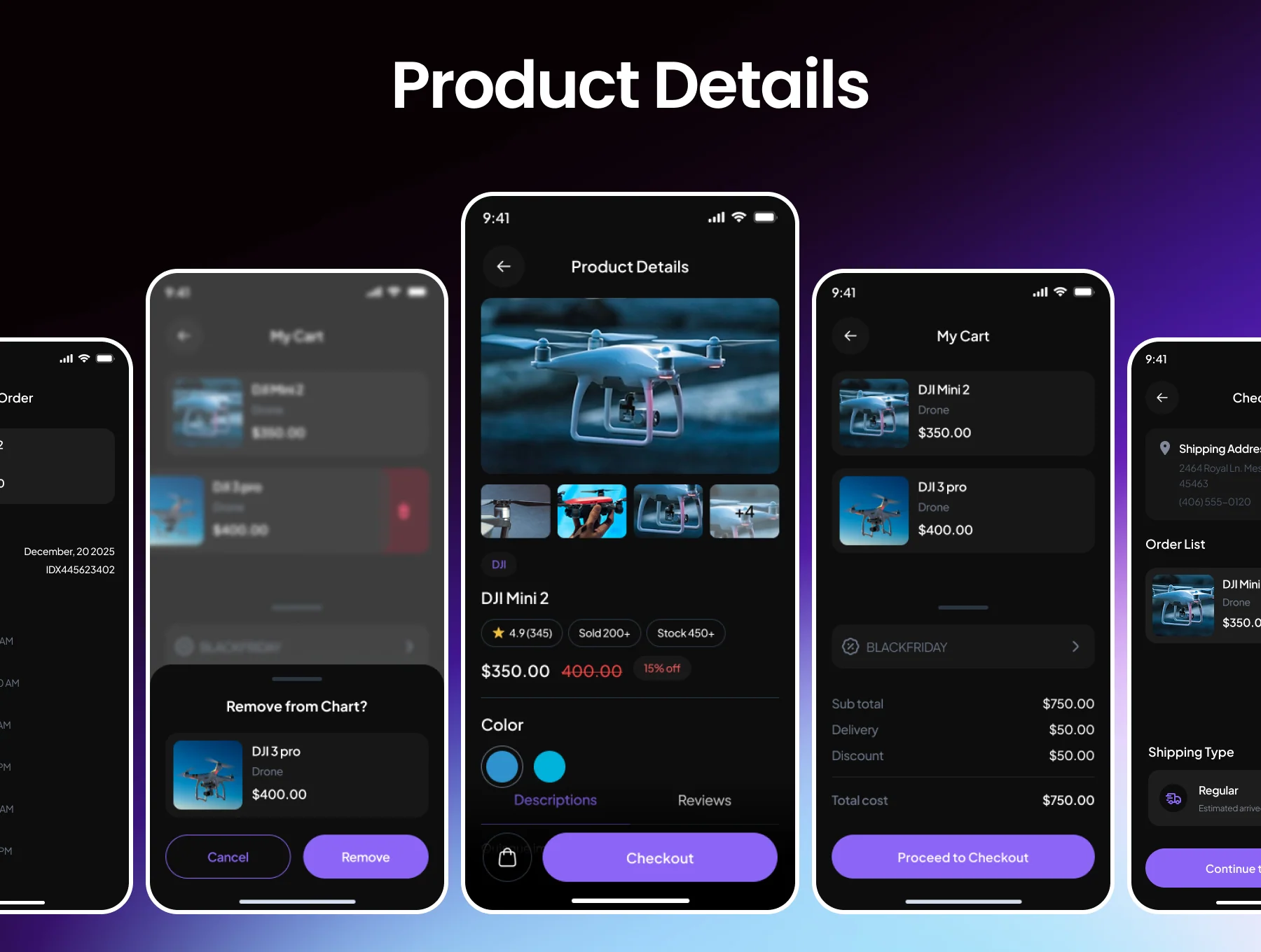 Dronio Drone Selling E-Commerce App UI Kit 6