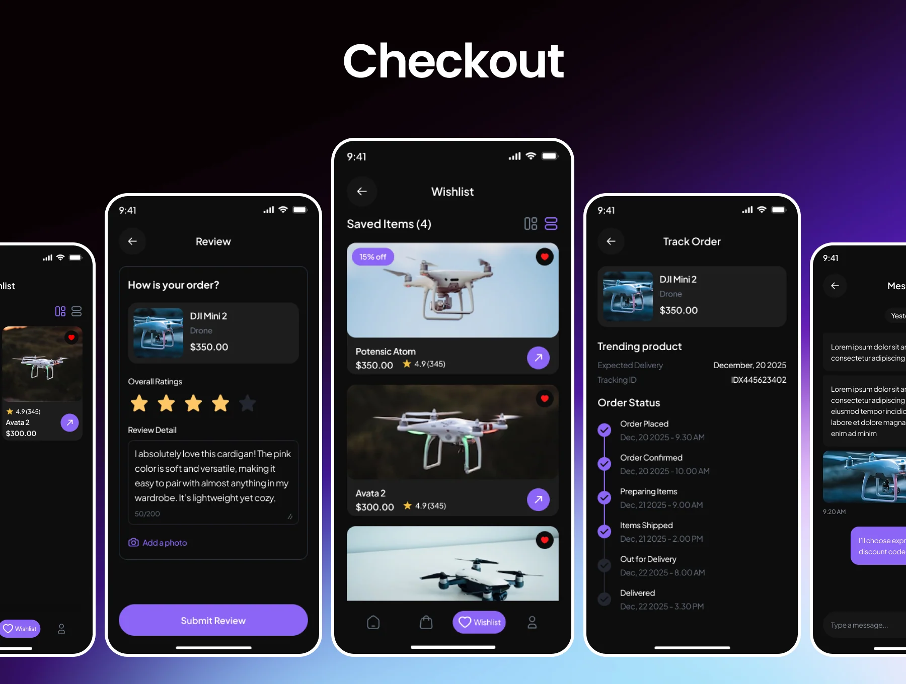 Dronio Drone Selling E-Commerce App UI Kit 7