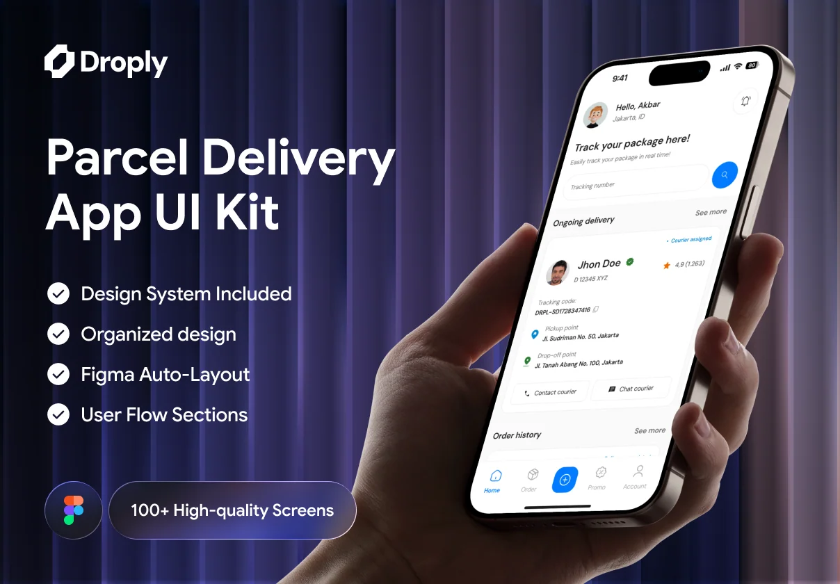 Droply - Parcel Delivery App UI Kit