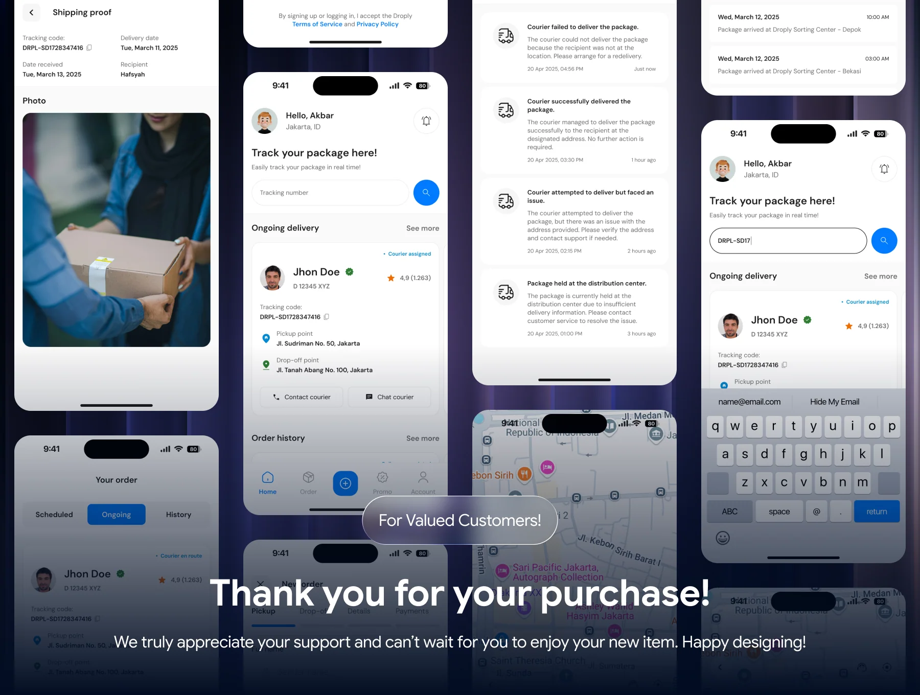 Droply - Parcel Delivery App UI Kit 8