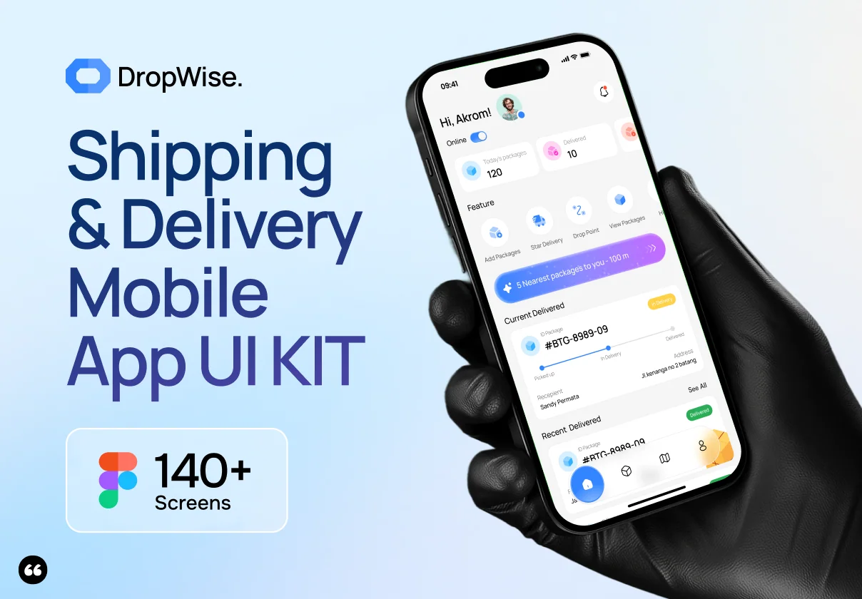 DropWise - Shipping & Delivery Mobile App UI KIT