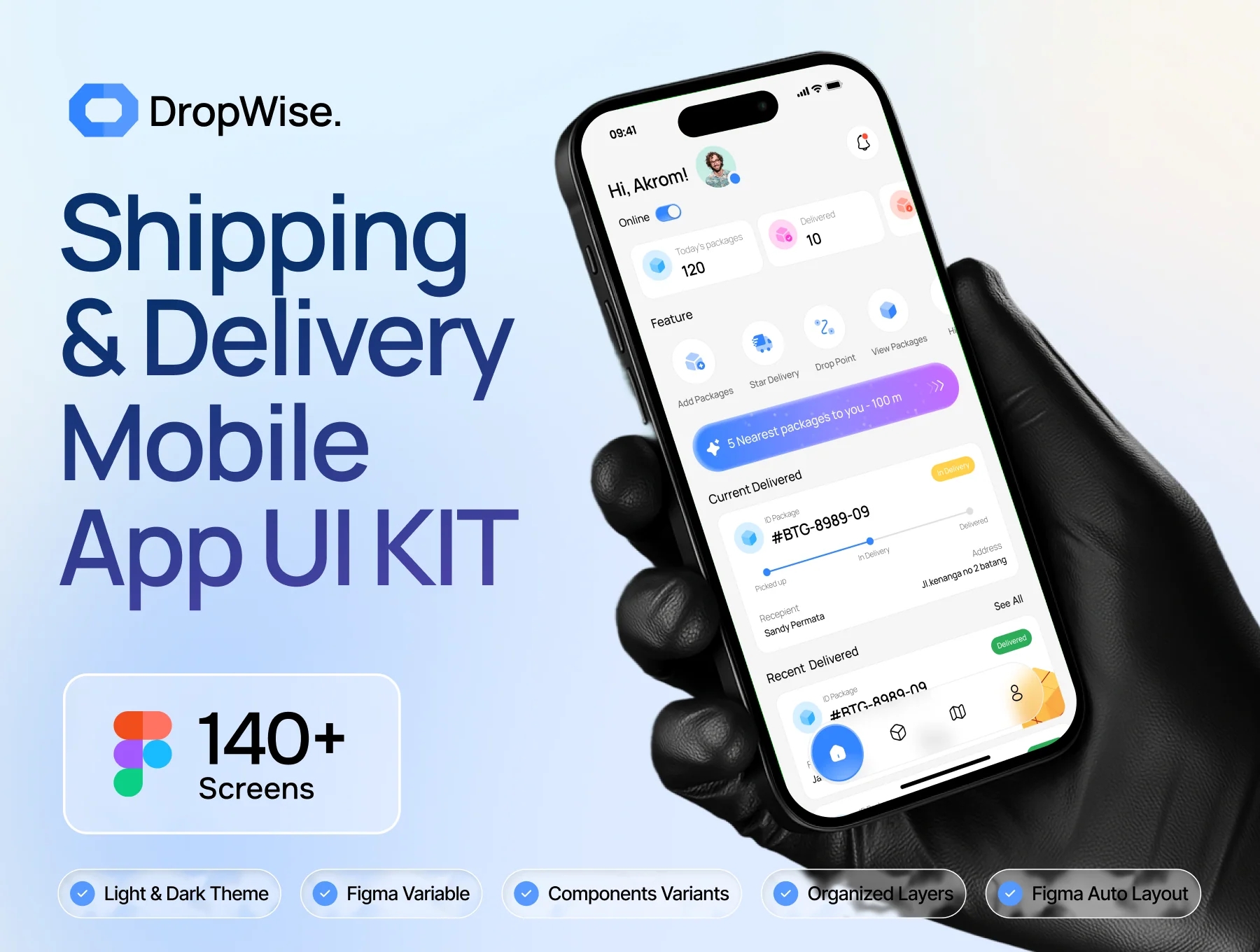 DropWise - Shipping & Delivery Mobile App UI KIT