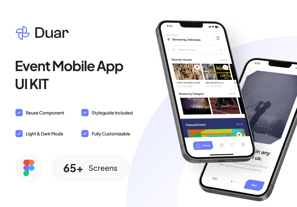 Event Mobile App UI Kit - Duar