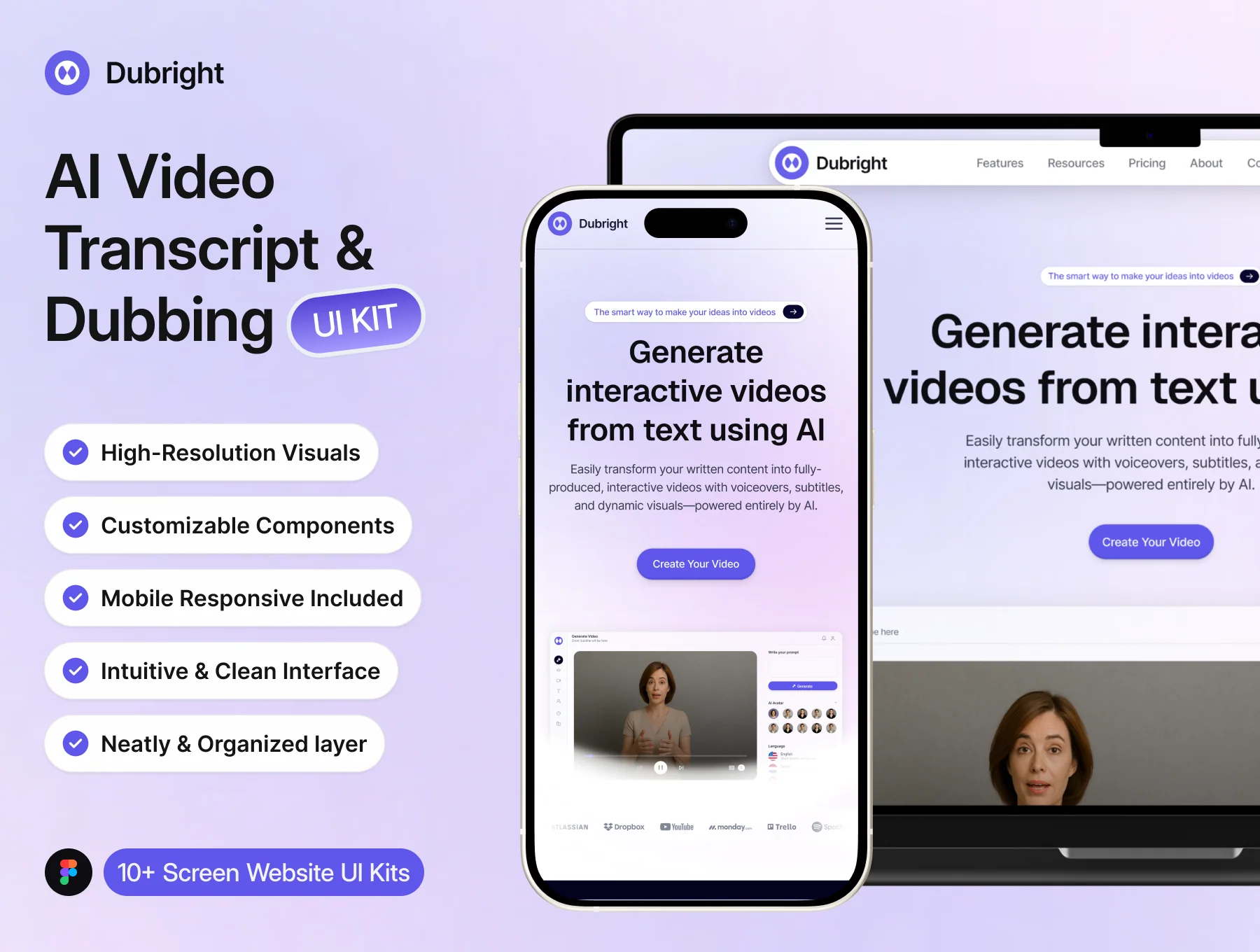 Dubright — AI Video Transcription & Dubbing Website Kit