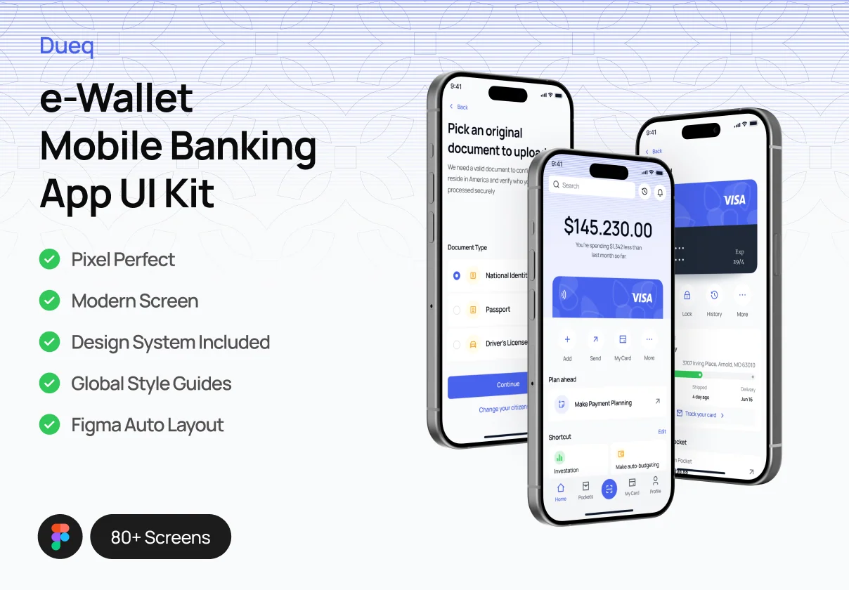 Dueq - Mobile Banking App UI Kit