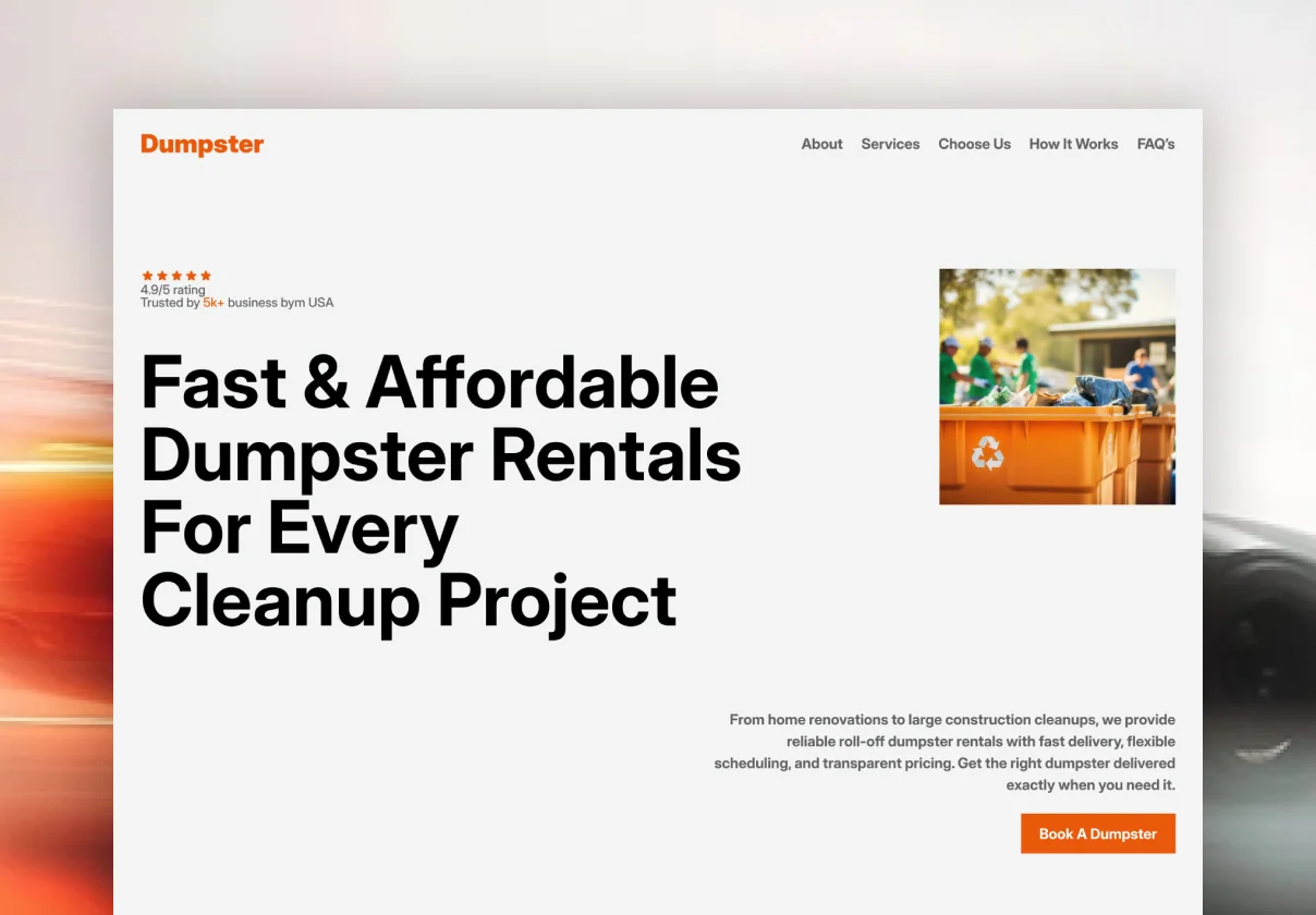Dumpster - Professional Waste Removal & Rental Figma & Framer Template