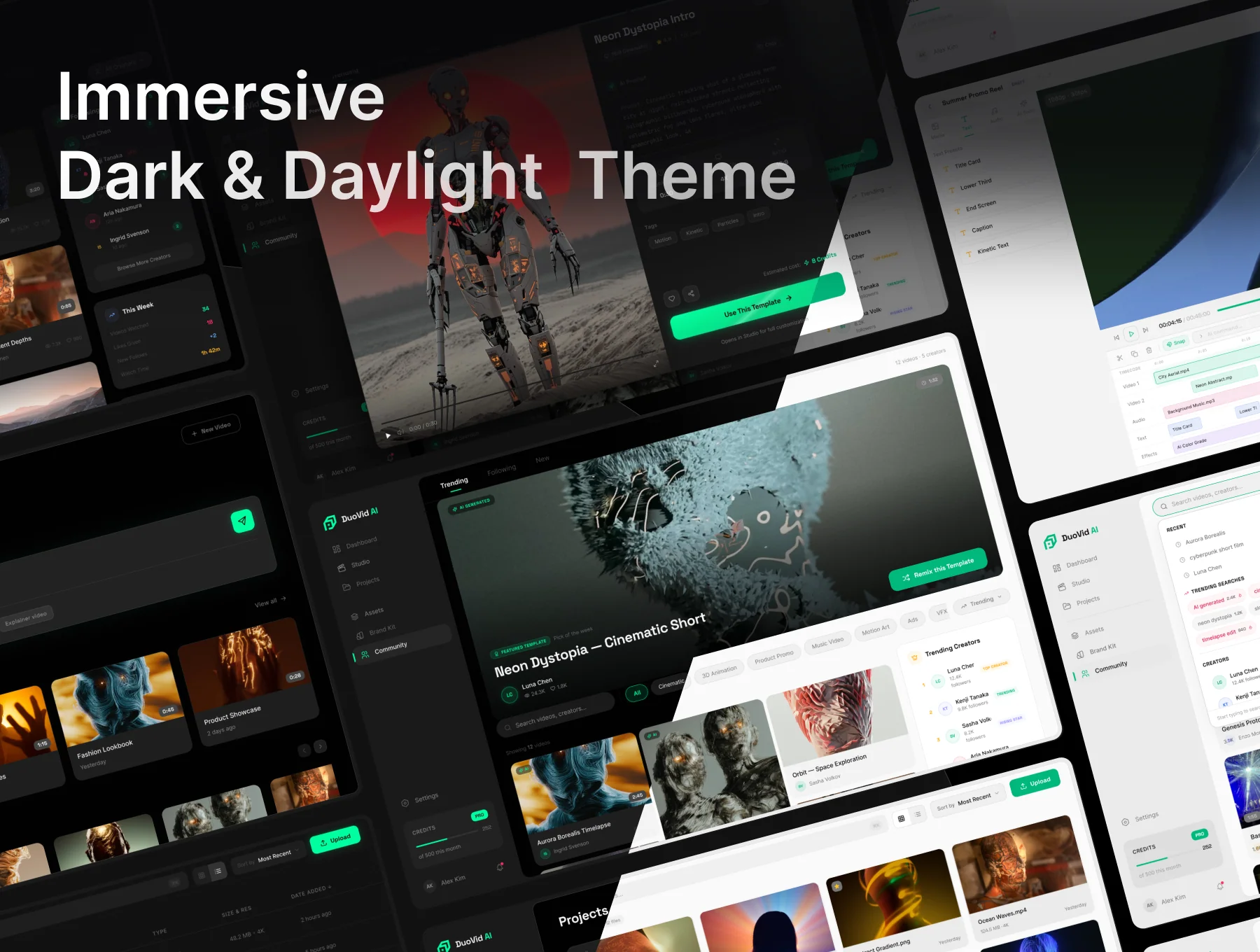 DuoVid - AI Video Generator Dashboard (Light & Dark) 5