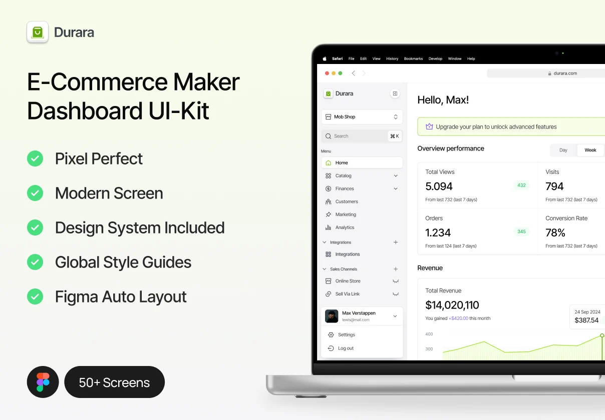 Durara - E-Commerce Maker Dashboard UI-Kit