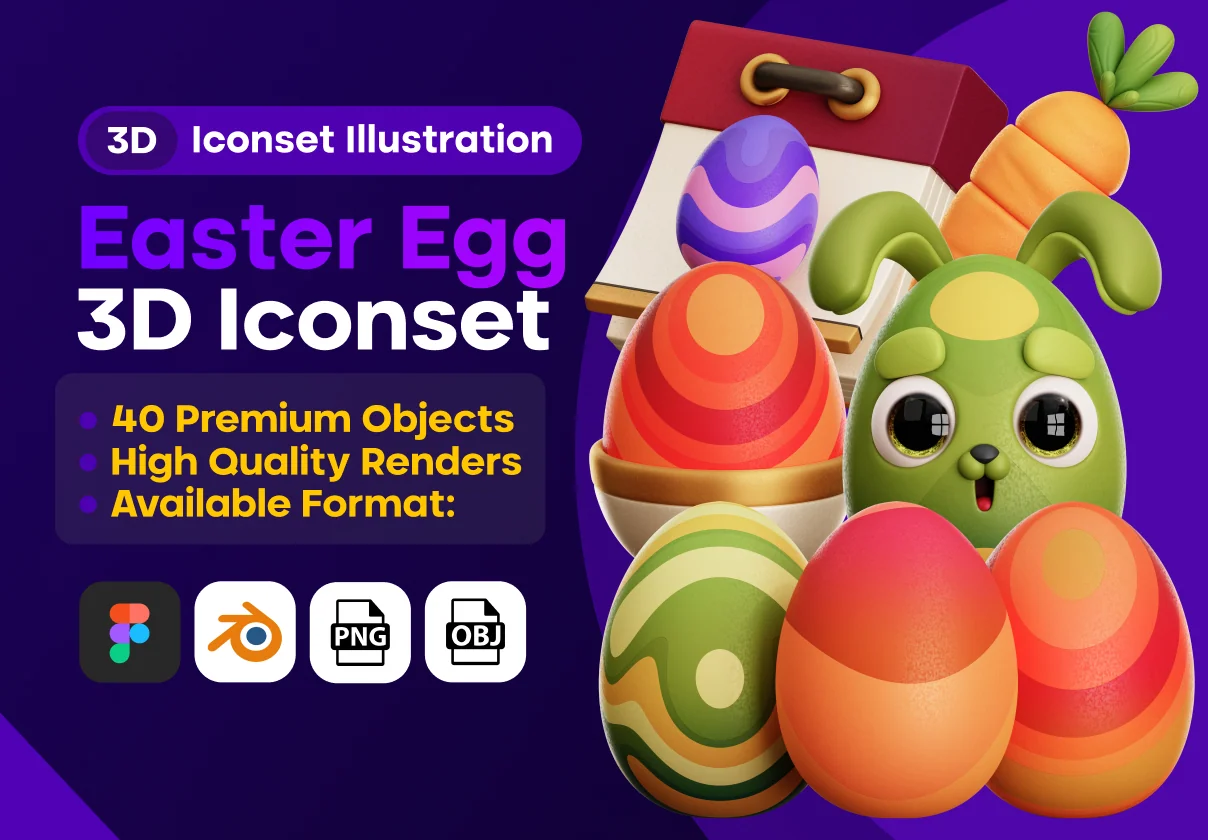 Easter Egg 3D Icons Illustration