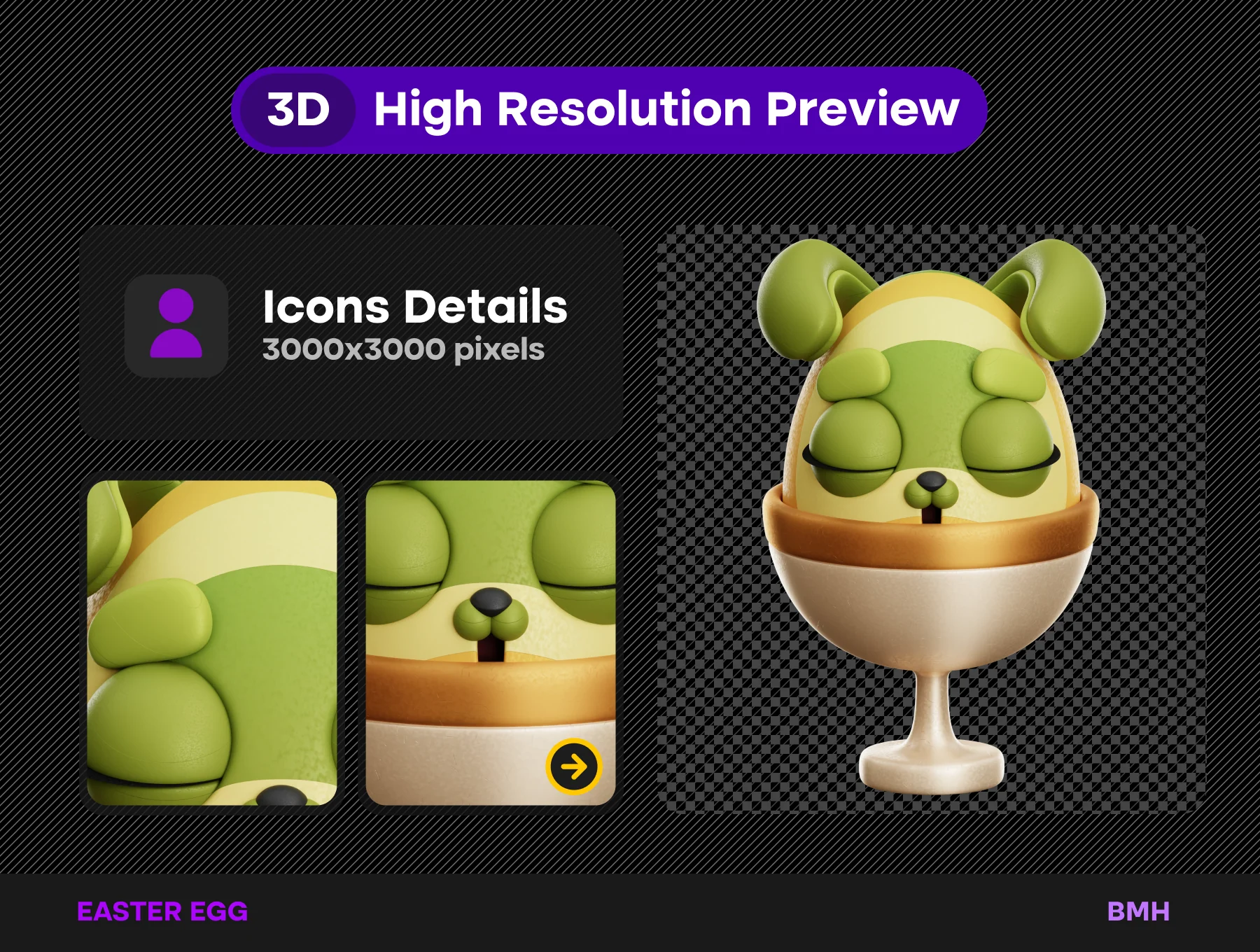 Easter Egg 3D Icons Illustration 3