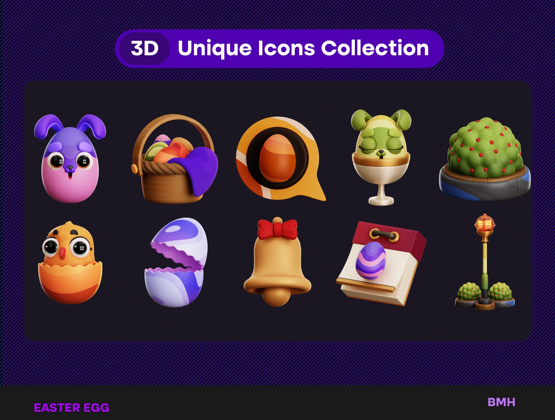 Easter Egg 3D Icons Illustration 6