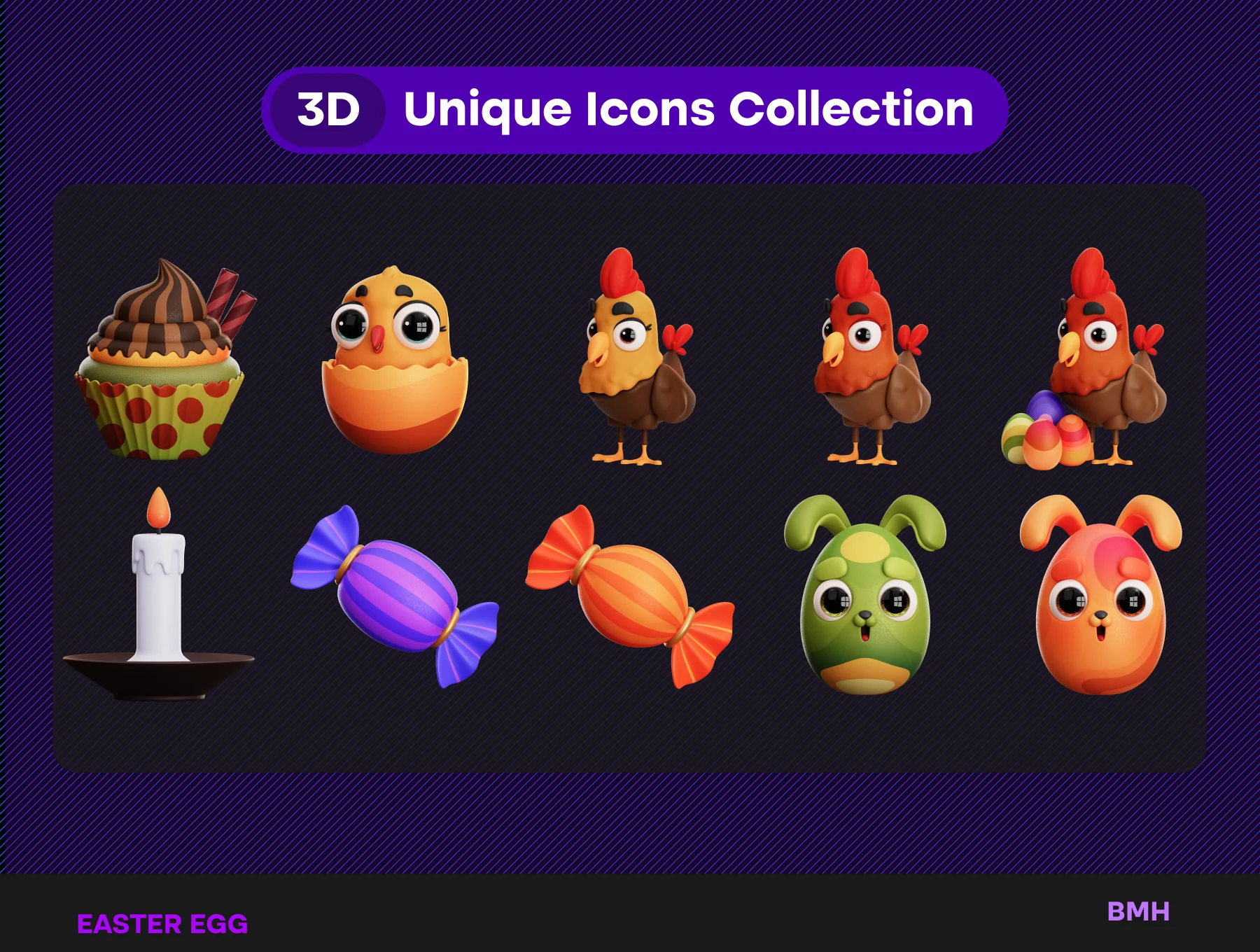 Easter Egg 3D Icons Illustration 7