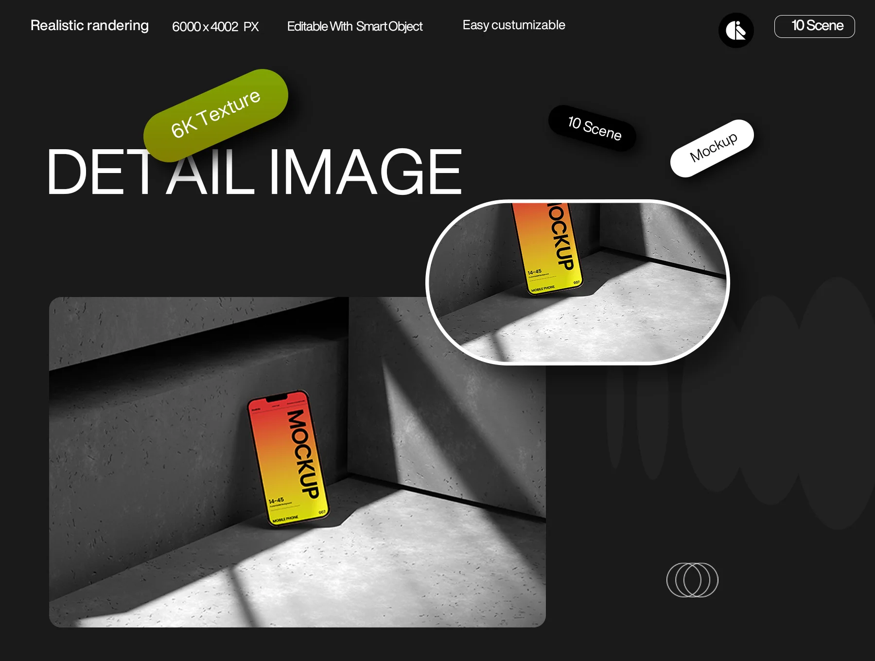 Dynamic Orange Gradient Mobile Phone Mockup with Concrete Background 5