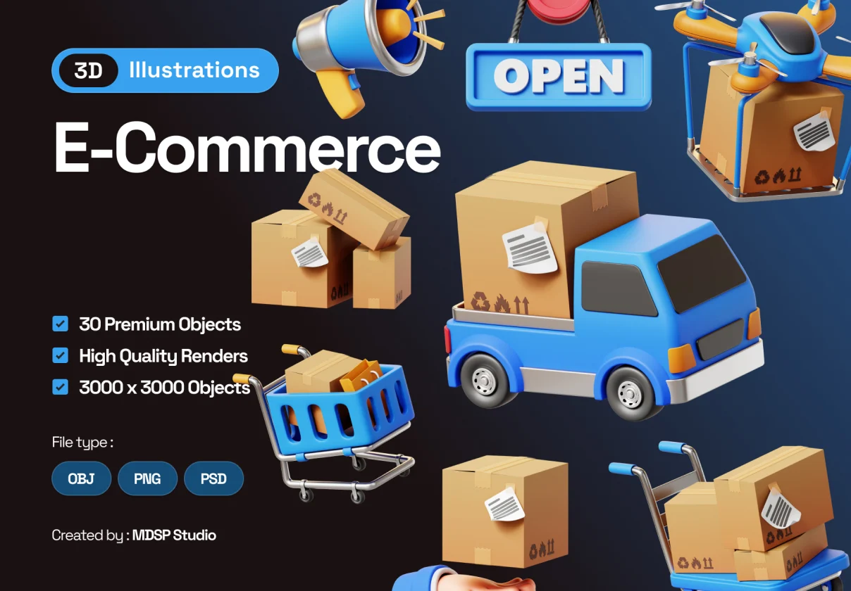 E-Commerce 3D Illustrations