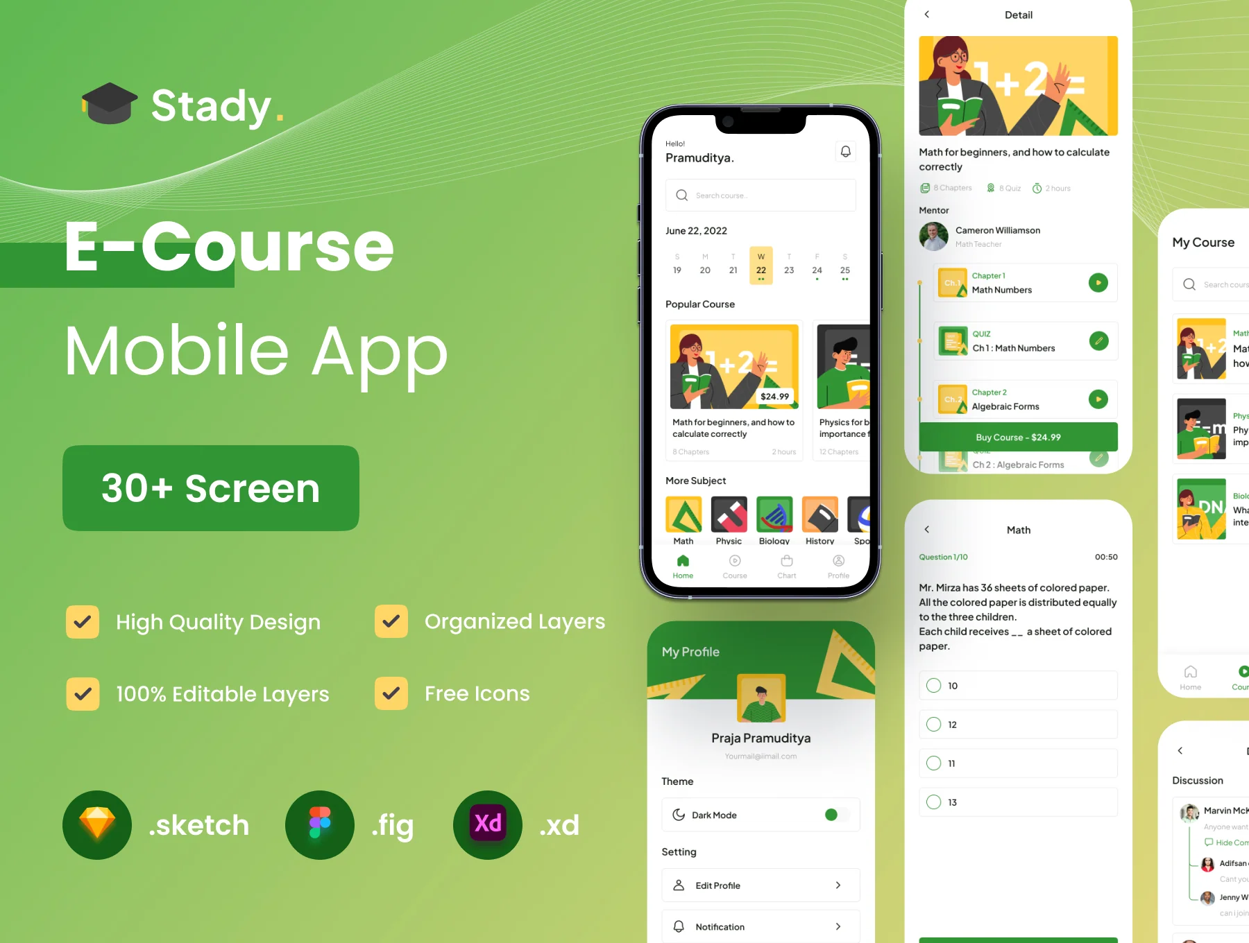 E-Course Mobile App UI KIT
