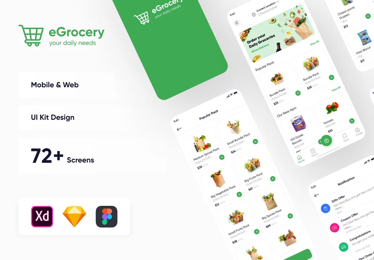 E Grocery App UI Kit