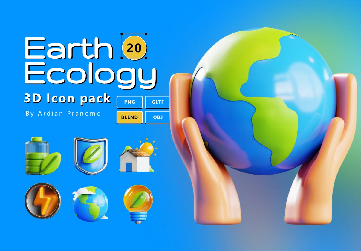 Earth Ecology 3D Icon pack