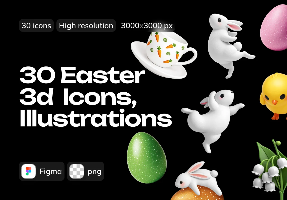 Easter  3d  Icons Illustrations