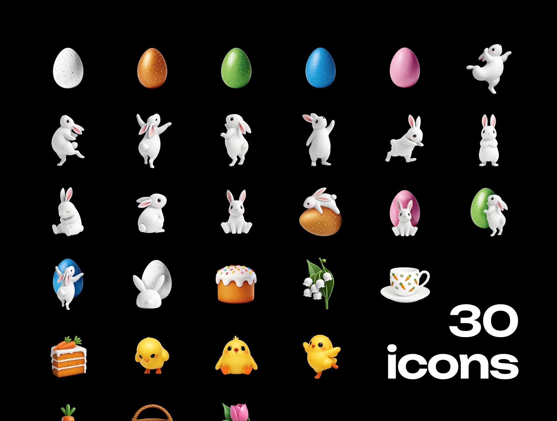 Easter  3d  Icons Illustrations 2