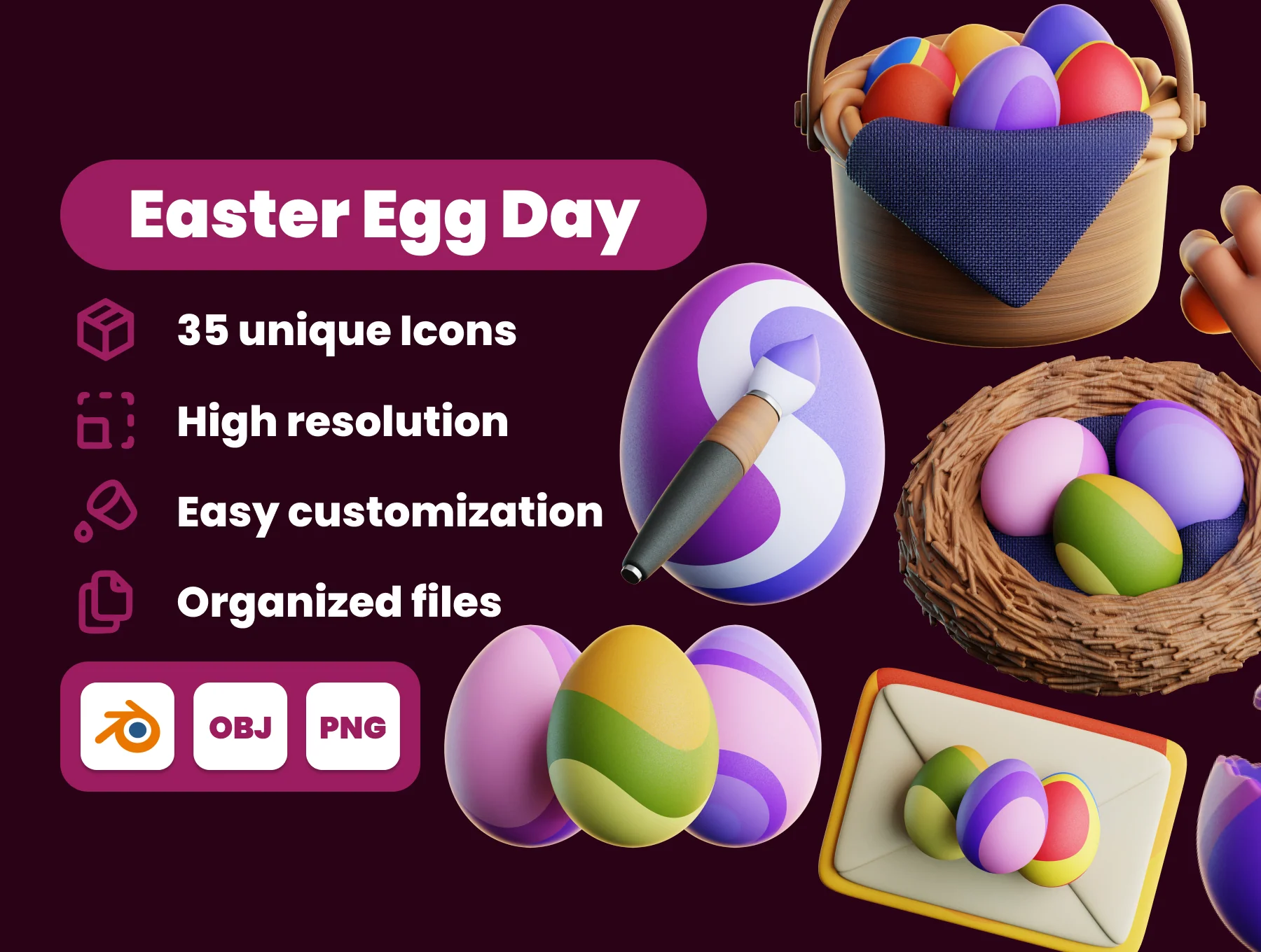 Easter Egg Day 3D Illustration Pack